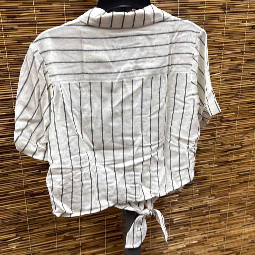 Womens Striped Collared Button-Down‎ Top Size XXS… - image 3